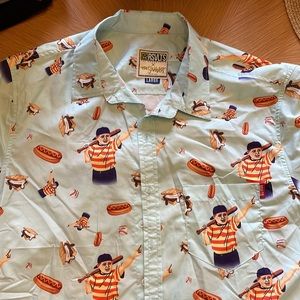 The Roosevelt sandlot light teal short sleeve button up - L